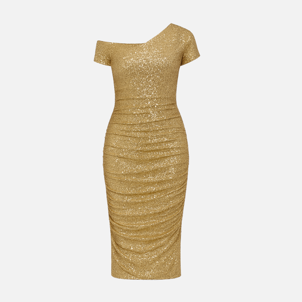 Gold Celeste Luxe Glitter Dress